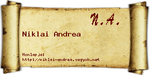 Niklai Andrea névjegykártya